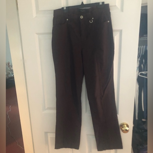 Simon Chang straight leg stretch trousers size  8 Brown - Picture 6 of 12